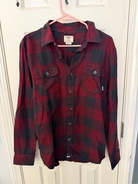 Vans Red and Black Plaid Button-Down Shirt